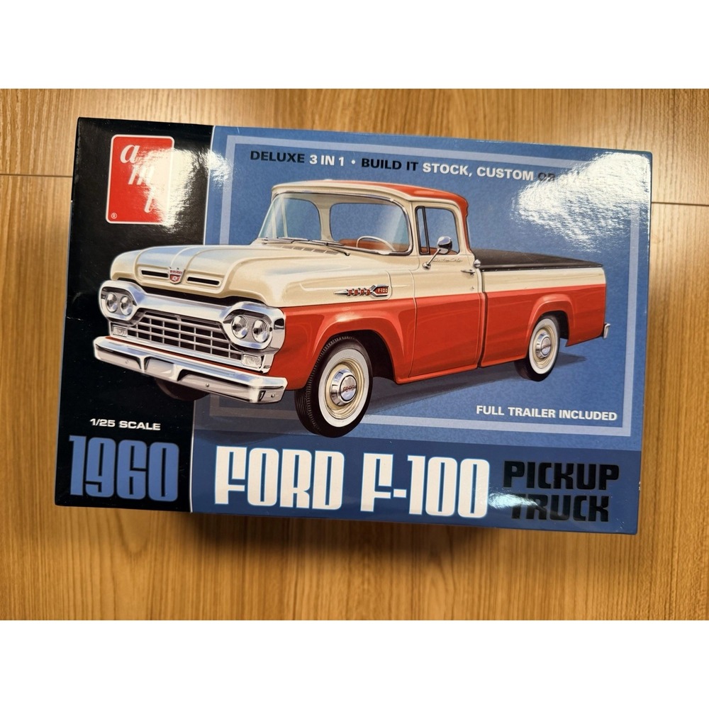 AMT 1/25 1960 Ford F-100 Pickup Truck & Trailer Model Kit AMT1407 Started